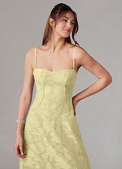 Azazie Valentine Bridesmaid Dresses Lemon Sorbet A-Line Sweetheart Neckline Floral Burnout Dress image6