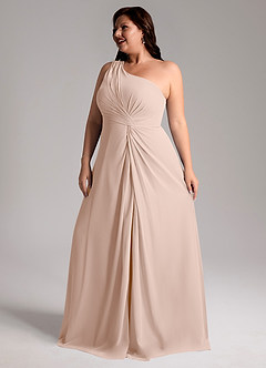Azazie Brooke Brautjungfernkleider A-Linie One-Shoulder Chiffon Kleid Englisches Rosa image12