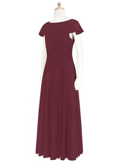 Azazie Payton Junior Abito A-Line in Chiffon Fiocco Cabernet image8