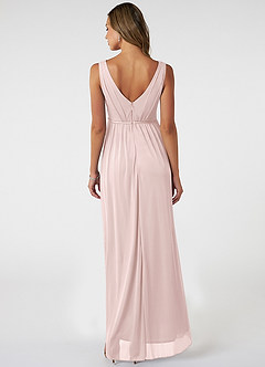 Azazie Tanicia Bridesmaid Dresses Blushing Pink A-Line V-Neck Pleated Mesh Dress image6