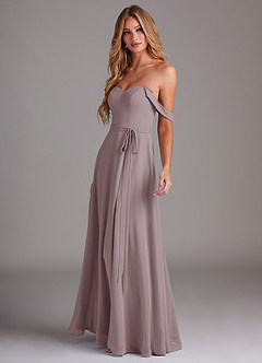 Azazie Aaron Bridesmaid Dresses Dusk A-Line Off the Shoulder Chiffon Convertible Dress image5