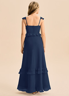 Azazie Tavie Junior Vestido de Azul Marino Oscuro de Gasa de Corte en A con Volante image2