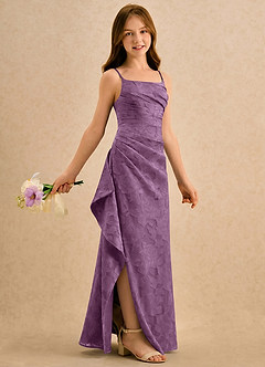 Azazie Cannoli Girls Formal Flower Girl Dresses Wisteria A-Line Pleated Floral Burnout Dress image1