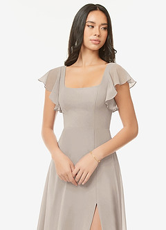 Azazie Bondi Vestidos de madrinha de casamento Vestido Geada de Chiffon de Linha A com Ruched image6