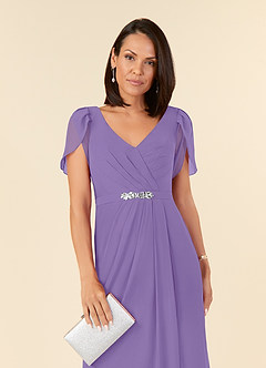 Azazie Marianne Mother of the Bride Dresses Tahiti Sheath V-Neck Pleated Chiffon Dress image5
