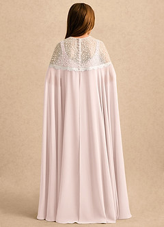 Azazie June Girls Formal Flower Girl Dresses Blushing Pink A-Line Lace Stretch Satin Dress image2