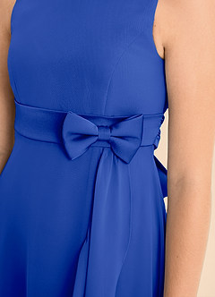Azazie Lilenne Junior Vestido de Azul Real de Gasa de Corte En A con Lazo image6