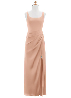 Azazie Mero Junior Rose Gold Mermaid Pleated Stretch Satin Dress image6