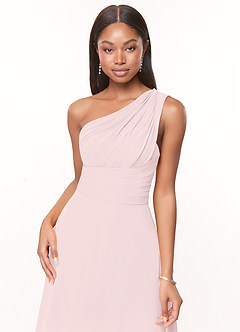 Azazie Ashley Abiti da Damigella Abito A-Line in Chiffon Increspato Rosa Rossore image5