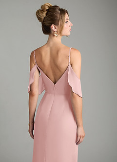 Azazie Alexys Jurken voor bruidsmeisjes Jurk van Chiffon met Kolom Off the Shoulder Poederroze image2
