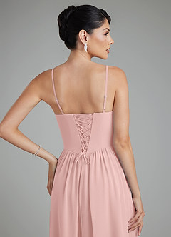 Azazie Alisha Bridesmaid Dresses Powder Pink A-Line Corset Chiffon Dress image10