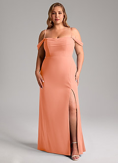 Azazie Saige Bridesmaid Dresses Sunset A-Line Off the Shoulder Chiffon Convertible Dress image14