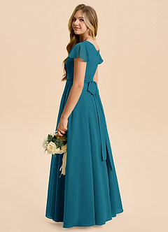 Azazie Cady Junior Ink Blue A-Line Pleated Chiffon Dress image6