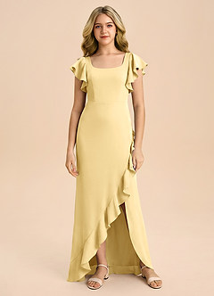 Azazie Demi Junior Robe Sirène en Satin extensible Arc Beurre image6