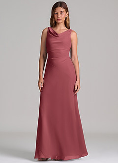 Azazie Nerine Brudtärnklänningar Klä av A-Linje i Chiffong Plisserad Merlot image4