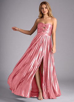 Stella Cadente Rose Quartz A-line Metallic Prom Dress image1