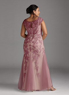 Azazie Melena Mother of the Bride Dresses Vintage Mauve Champagne Mermaid Lace Tulle Dress image8