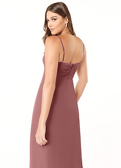 Azazie Justina Robes de demoiselle d'honneur Robe Trapèze en Mousseline de soie Encolure en Forme de Cœur Rose Du Désert image6