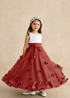 Azazie Vi Flower Girl Dresses Terracotta A-Line Sleeveless Tulle Dress image8