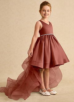 Azazie Julietta Flower Girl Dresses Auburn Ball-Gown Convertible Tulle Dress image3
