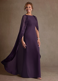 Azazie Artemisia Abiti per la Madre della Sposa Abito Tubino in Chiffon Pizzo Prugna image2