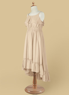 Azazie Karmen Flower Girl Dresses Champagne A-Line Ruched Chiffon Dress image11