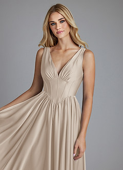 Azazie Delmie Bridesmaid Dresses Frost A-Line Corset Stretch Satin Dress image7