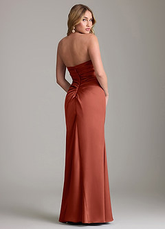Azazie Lucille Bridesmaid Dresses Terracotta Mermaid Strapless Stretch Satin Convertible Dress image2