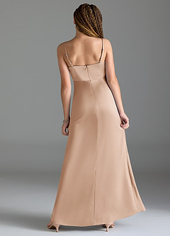 Azazie Maci Junior English Rose Mermaid Pleated Stretch Satin Dress image2