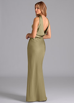 Azazie Lusinda Bridesmaid Dresses Moss Green Mermaid Strapless Stretch Satin Dress image2