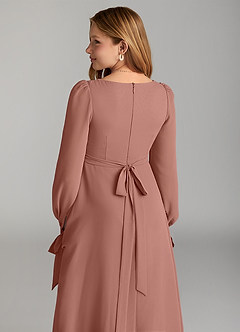 Azazie Leonia Junior Cedar Rose A-Line with Pockets Chiffon Dress image6