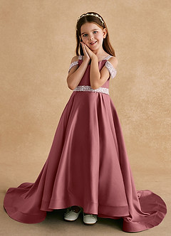 Azazie Jodi Robe Demoiselle D'honneur Fillette Robe Trapèze en Mat Satiné Améthyste image5