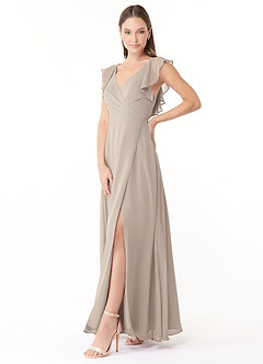 Azazie Yoko Bridesmaid Dresses Frost A-Line Ruched Chiffon Dress image3