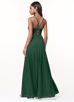 Azazie Marsol Abiti da Damigella Abito A-Line in Maglia Corsetto Verde Scuro image2
