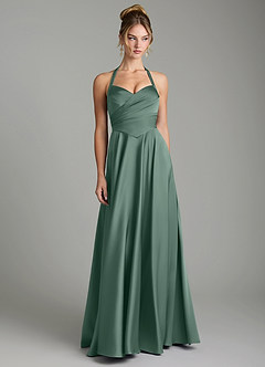 Azazie Tenaya Bridesmaid Dresses Eucalyptus A-Line Sweetheart Neckline Stretch Satin Dress image4