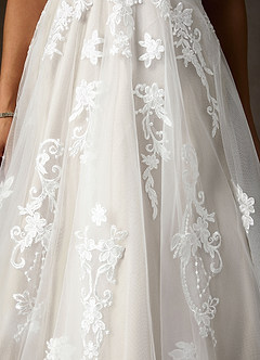 Azazie Melrose Wedding Dresses Diamond White A-Line Sweetheart Lace Tulle Dress image13