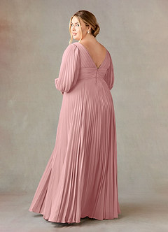 Azazie Zahara Final Sale Burgundy A-Line V-Neck Pleated Chiffon Dress image10