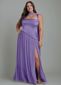 Azazie Stephanie Robes de demoiselle d'honneur Robe Trapèze en Satin extensible Plissé Tahiti image15