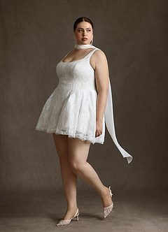 Azazie Dawn Wedding Dresses Diamond White A-Line Lace Dress image3