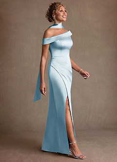 Azazie Kamala Suknie dla Matki Panny Młodej Osłona Jedno ramię Satyna elastyczna Długość podłogi Sukienka image3