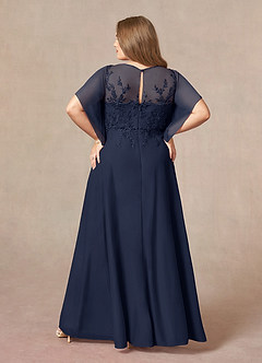 Azazie Cavell Mother of the Bride Dresses Dark Navy A-Line Sequins Mesh Dress image9