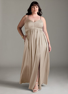 Azazie Alia Bridesmaid Dresses Frost A-Line Pleated Stretch Satin Dress image10