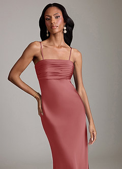 Azazie Saylor Jurken voor bruidsmeisjes Jurk van Stretch Satijn met Zeemeermin Strapless Antieke Roos image3