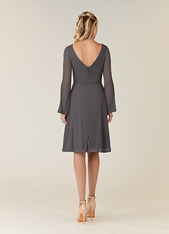 Azazie Teraso Mère de la mariée Robes Robe Trapèze en Maille Plissée Gris Acier image2
