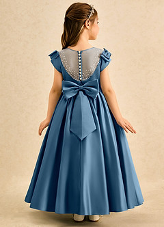 Azazie Toffee Abiti da Ragazza di Fiori Abito Stile Principessa in Raso Opaco Fiocco Bermuda image1