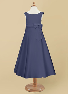 Azazie Lindy Flower Girl Dresses Stormy A-Line Pleated Matte Satin Dress image10
