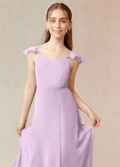 Azazie Everett Junior Vestido de Lila Esmerilada de Gasa de Corte En A image5