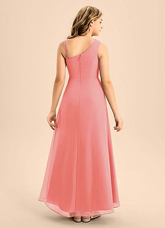 Azazie Brooke Junior Vestido de Coral de Gasa de Corte en A con Corte Lateral image2