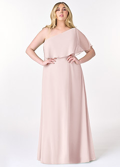 Azazie Lizzy Brautjungfernkleider A-Linie One-Shoulder Chiffon Kleid Zartrosa image8