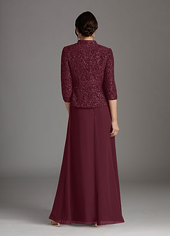 Azazie Cornelia Mother of the Bride Dresses Cabernet Sheath Square Neckline Sequins Chiffon Dress image4